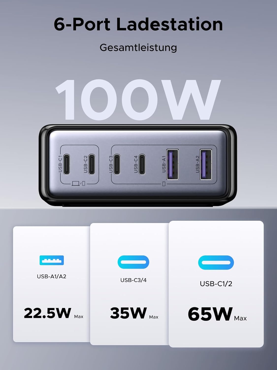 Thumbnail 1 de UGREEN 100W USB C Ladegerät 6‑Port