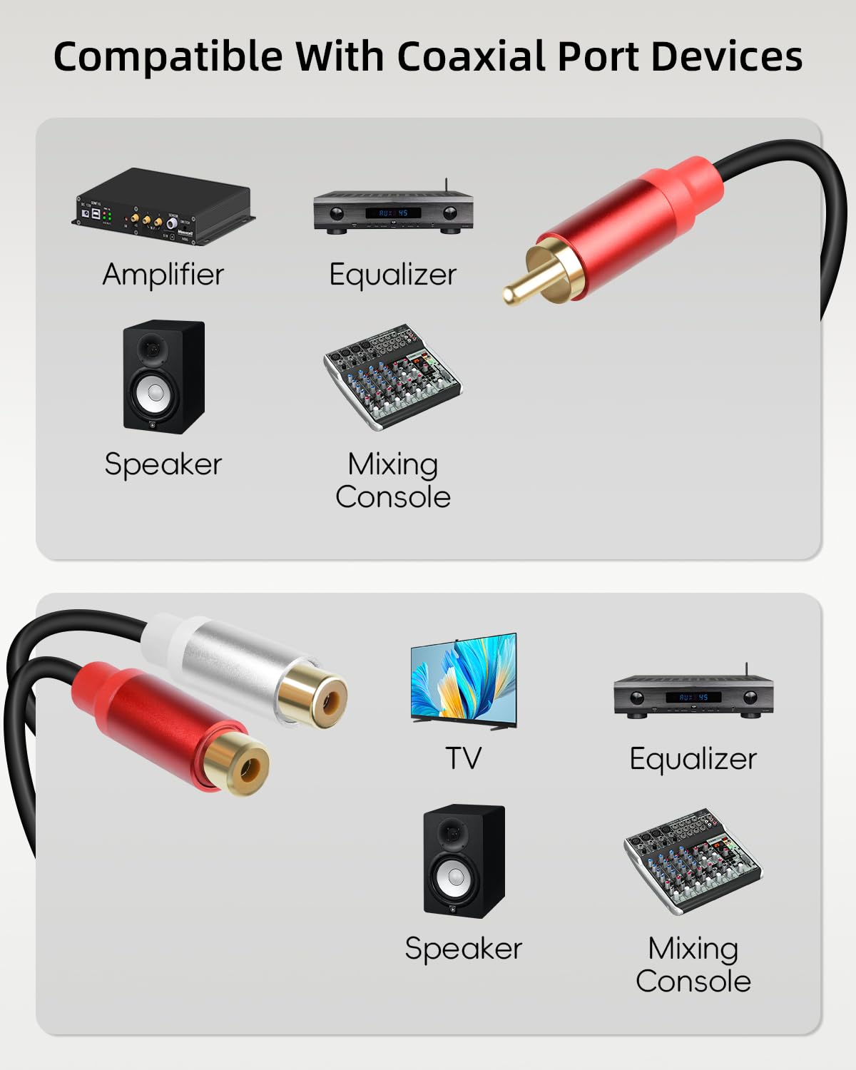 Thumbnail 5 de RIIEYOCA RCA Y-Splitter Short Audio Extension Cable (male to 2x RCA female)