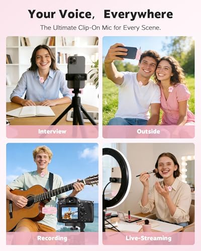 Thumbnail 6 de Bayanbulu Pink Wireless Lavalier Microphone for iPhone, Android, Cameras