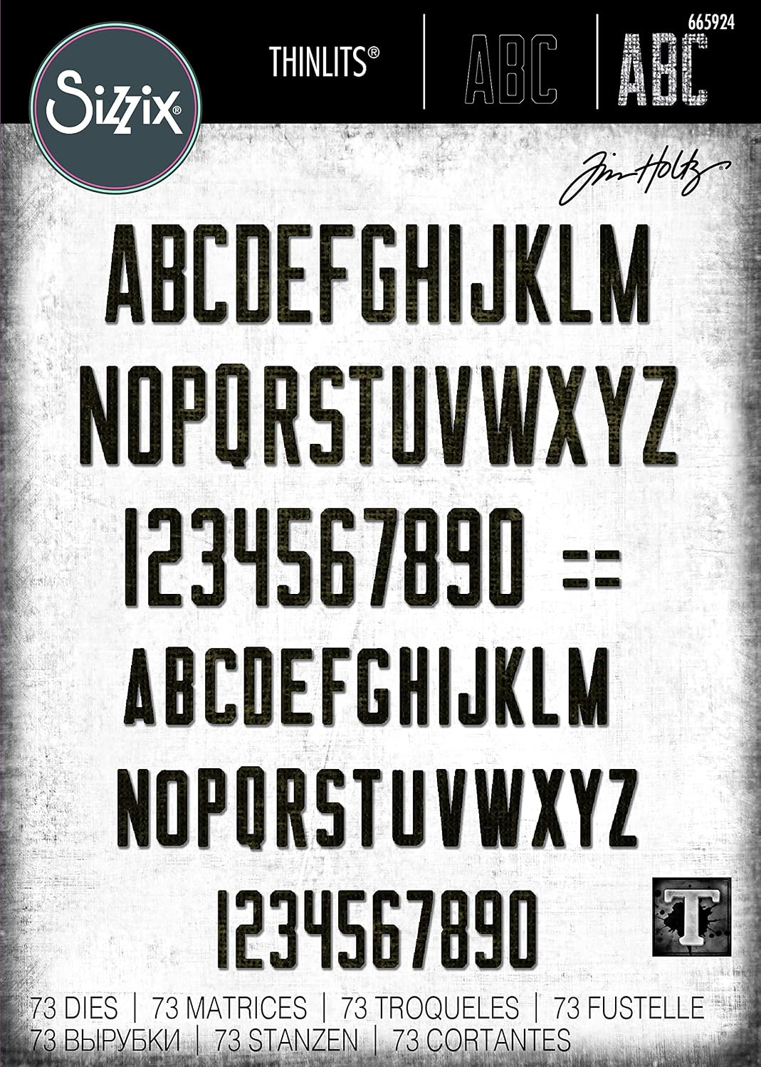 Detalle de Sizzix 665924 Thinlits Alphanumeric Theory Tima Holtza, 73 wykrojniki