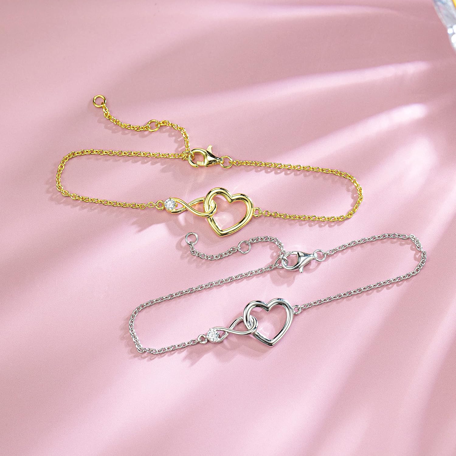 Detalle 2 de FANCIME 925 Sterling Silber Infinity Herz Halskette 27×12 mm