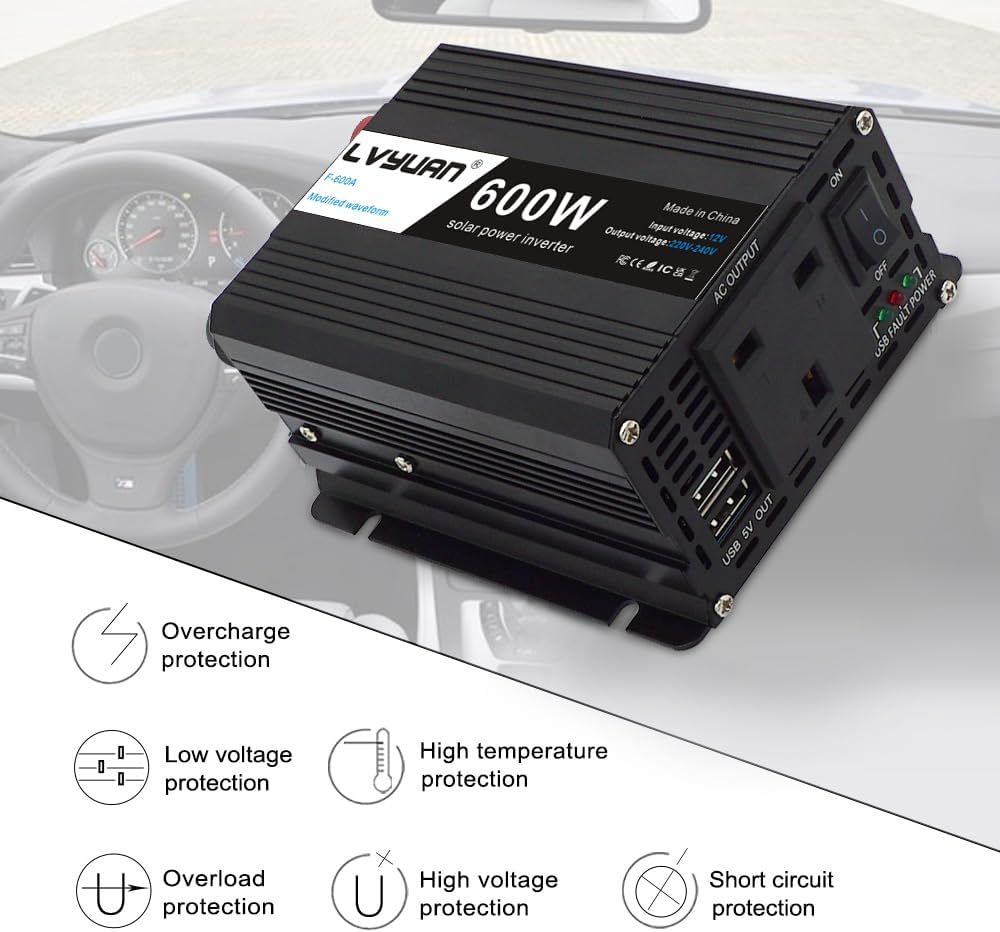 Thumbnail 5 de 600W Power Inverter 12V to 230V