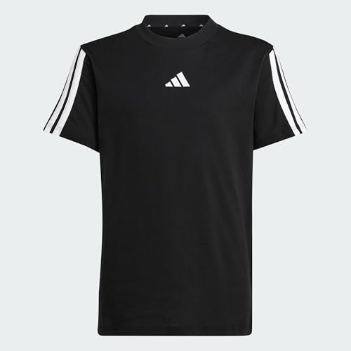 Detalle de adidas Unisex Bambini Essentials 3 Stripes T-Shirt, Black/White, 15-16 Years
