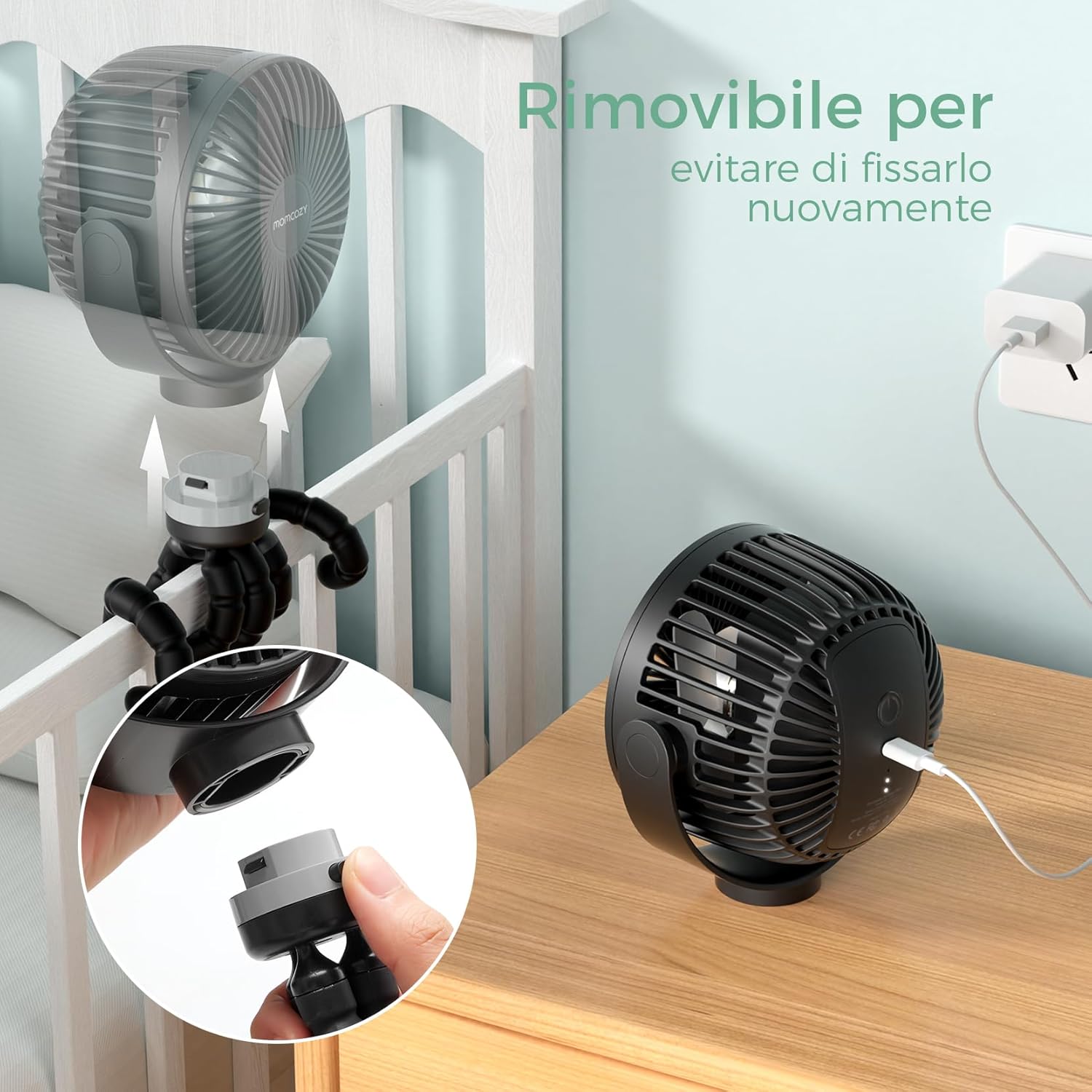 Thumbnail 4 de Momcozy 8000mAh Ventilatore Portatile per Passeggino: aria fresca ovunque