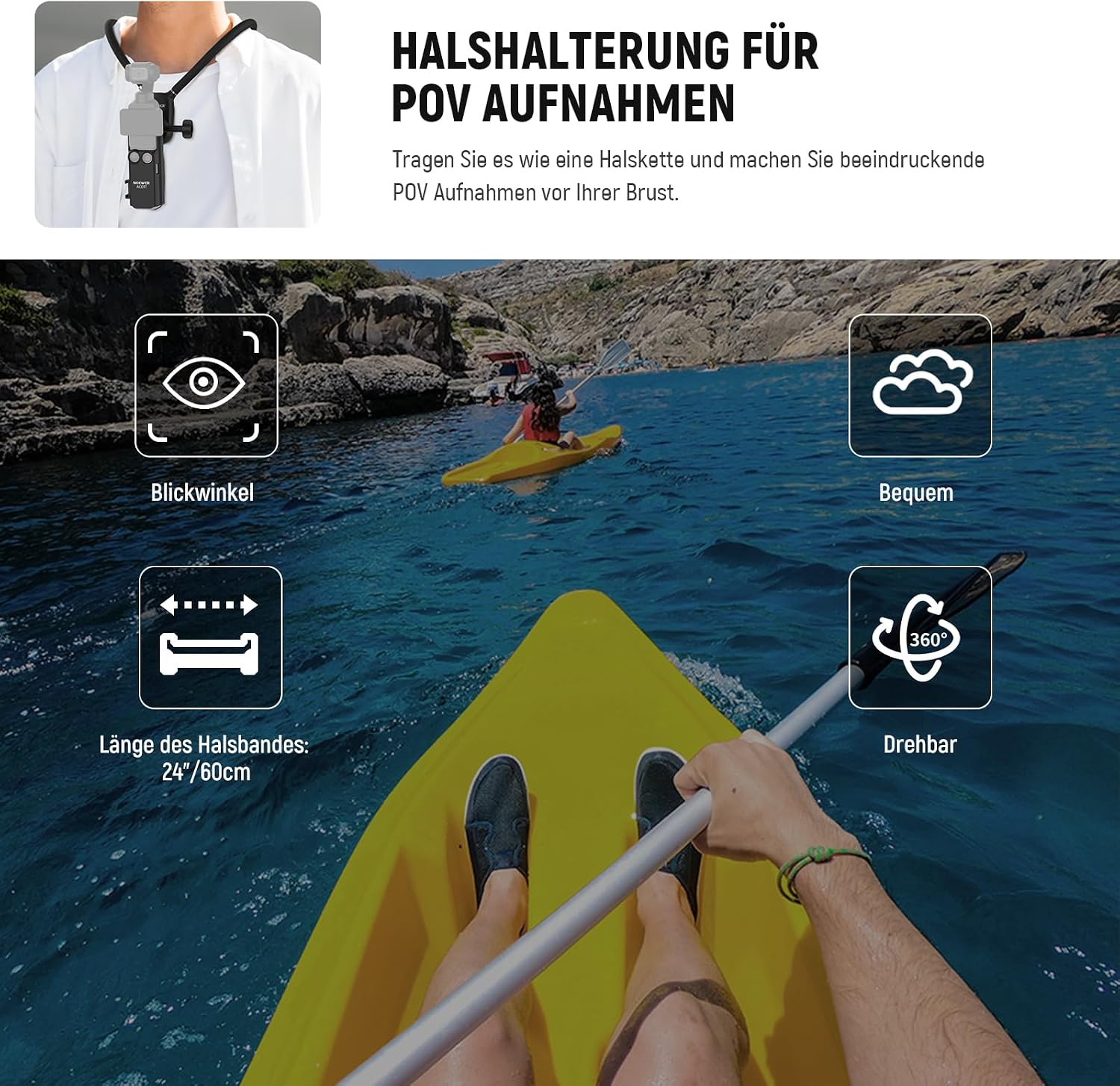 Detalle de NEEWER magnetische Hals-Halterung mit Pocket 3 Käfig für POV-Aufnahmen (GP39)