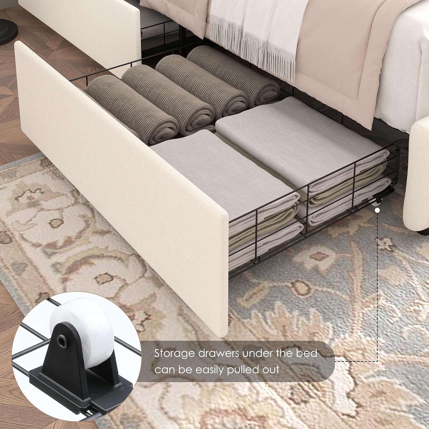 Detalle 2 de Keyluv Full Size Upholstered Platform Bed Frame