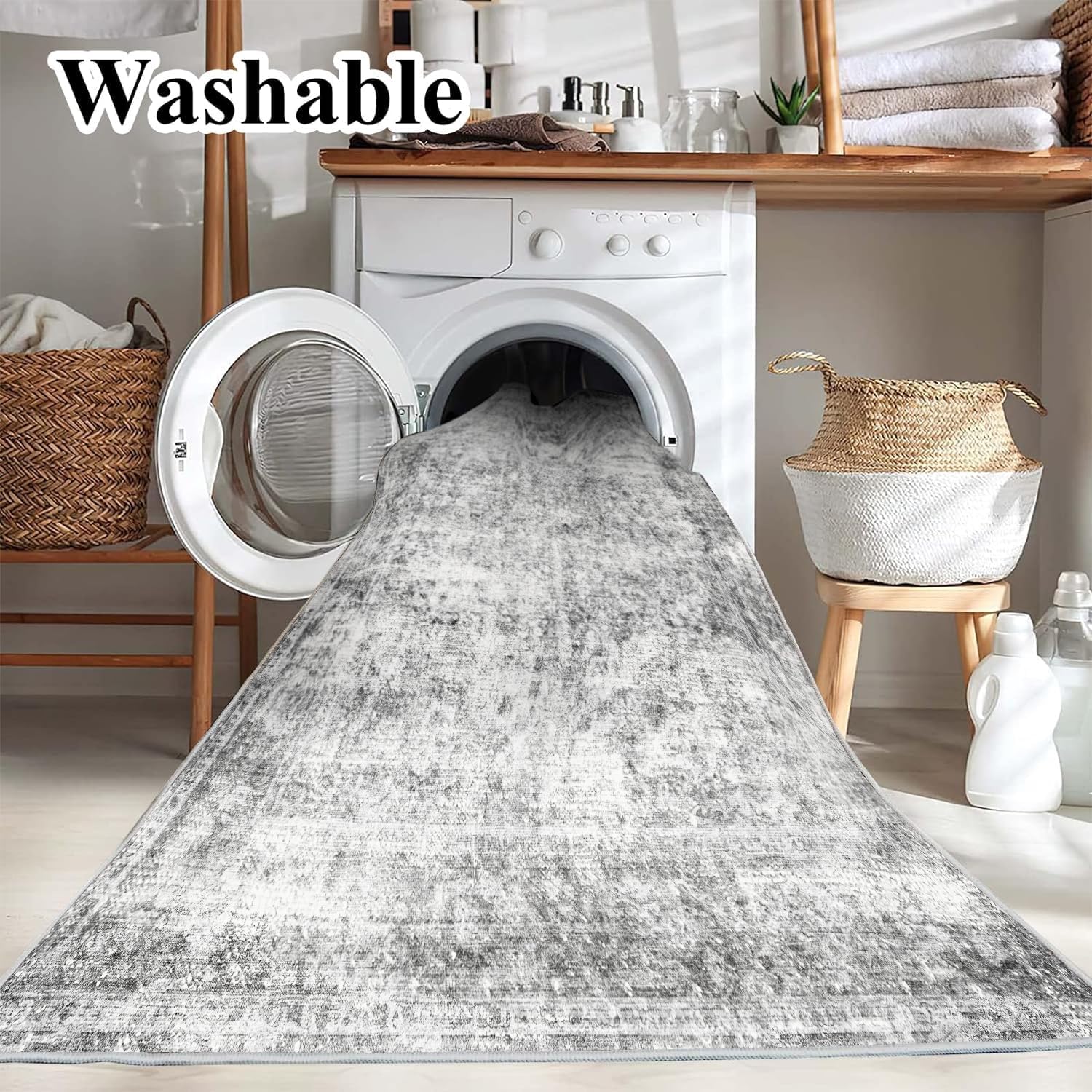 Detalle 1 de CHAMPLANT Area Rug 4x6 Gray Vintage Rug