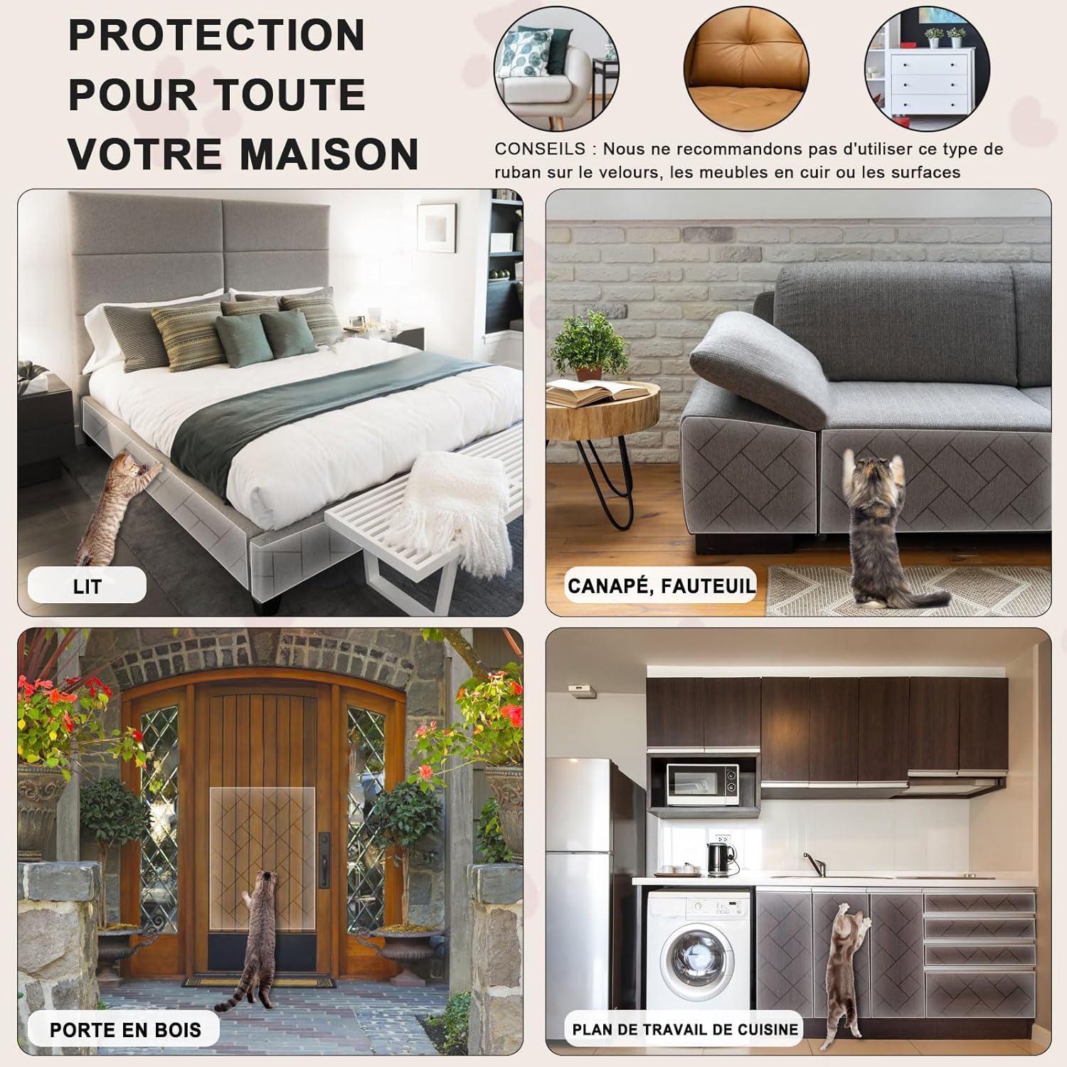 Thumbnail 6 de Protection Canapé Chat anti-griffe 30 cm x 5 m – rouleau autocollant à motifs (matière mate)