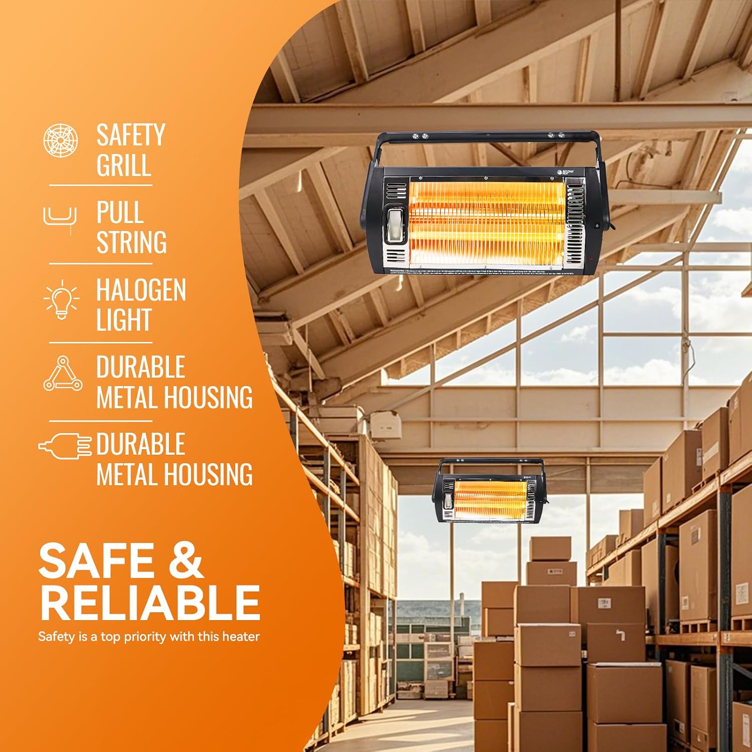 Detalle 2 de BEYOND HEAT UHQTV5M Ceiling-Mount Garage Heaters, 2-Pack, 750W/1500W