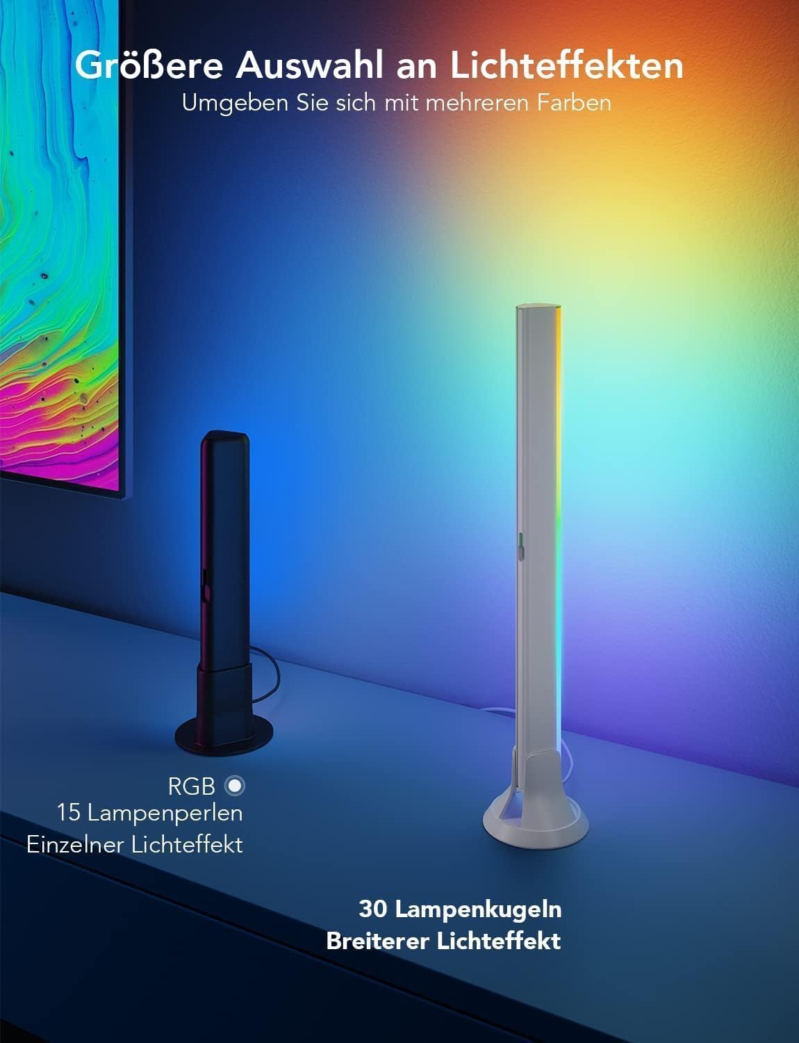 Detalle 2 de Govee RGBIC LED Lightbar für TV 45–70 Zoll – WLAN, Sprachsteuerung, 3 Montageoptionen
