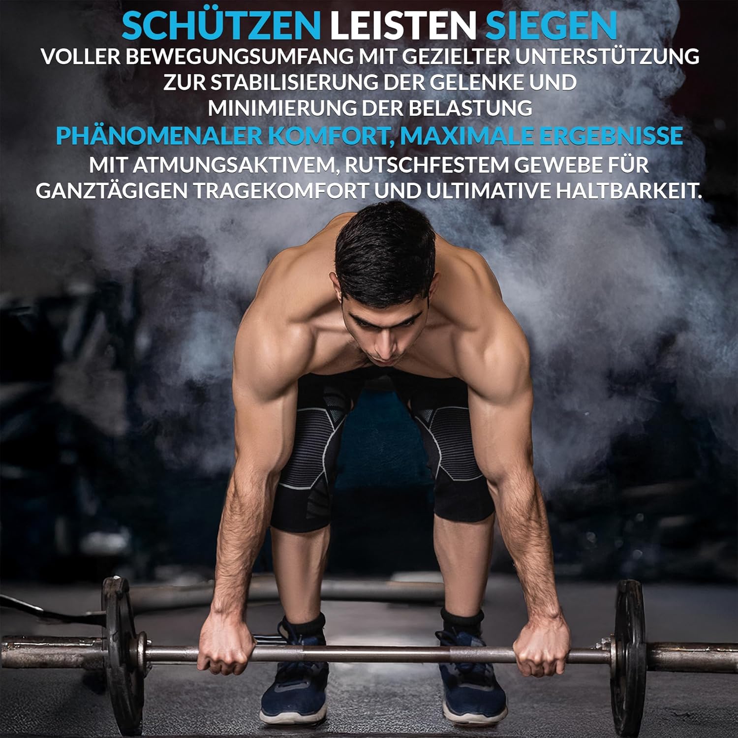 Thumbnail 3 de 360 RELIEF Kniebandage – 2 Stück, Kniestütze für Sport, Gym, Joggen, Kraftsport – Unisex Schwarz/Weiß
