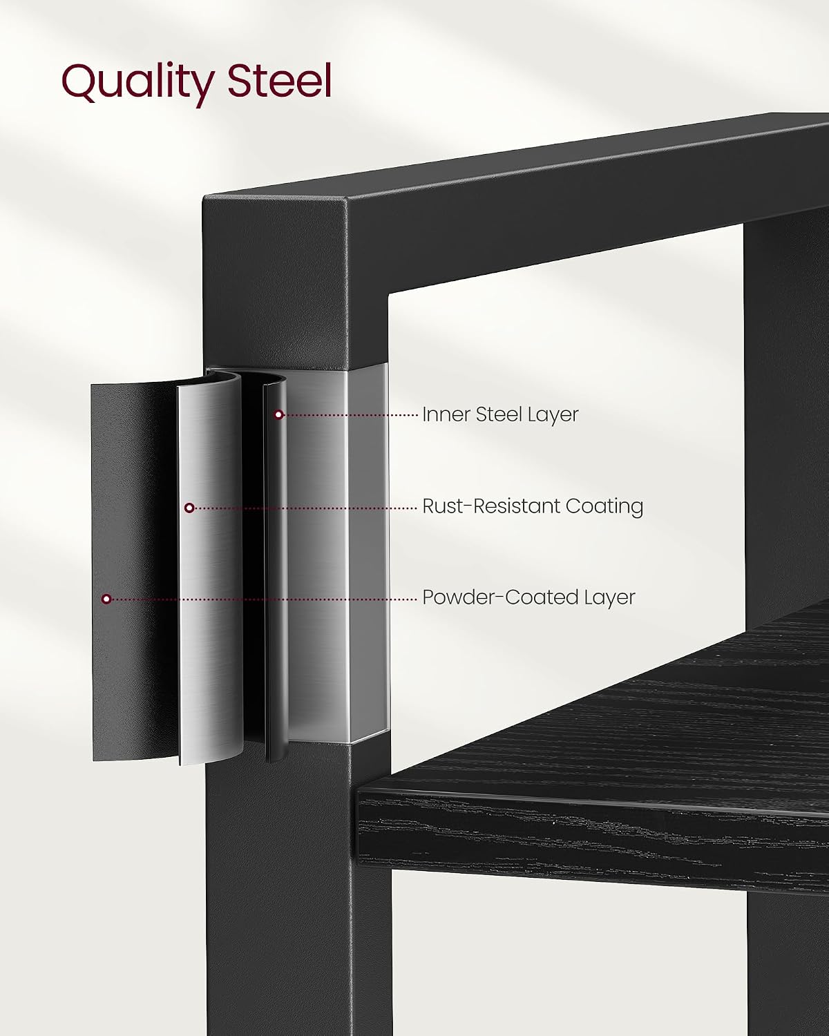 Detalle 2 de VASAGLE BARNET LLS082B56 6-Tier Bookshelf, Black Steel and Engineered Wood