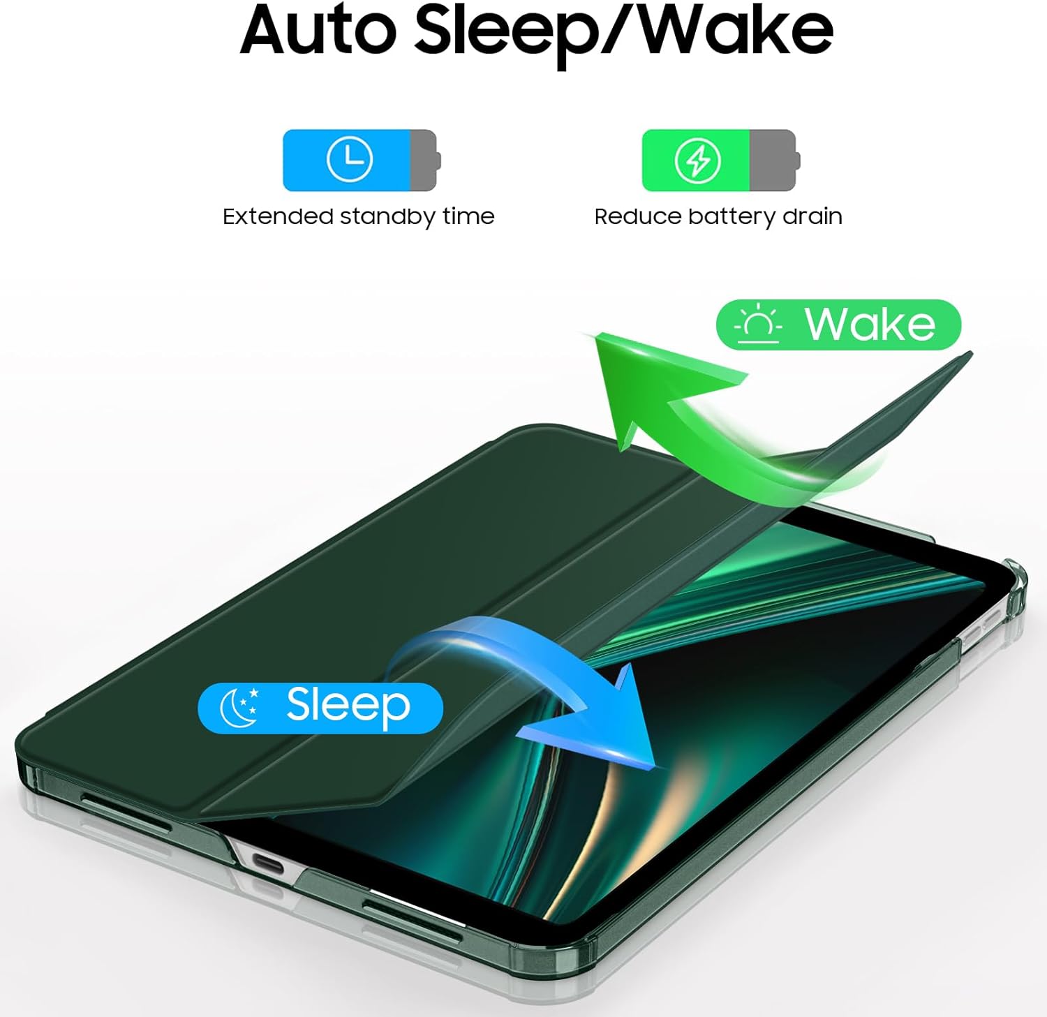 Thumbnail 6 de Fintie Schutzhülle für iPad 11. Generation 2025 (A16) & iPad 10. Generation 10,9" – ultradünn, dunkelgrün, mit Auto Wake/Sleep