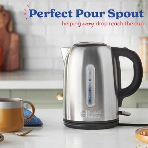 Detalle 2 de Russell Hobbs Brushed Stainless Steel & Black Electric 1.7L Cordless Kettle (20441)