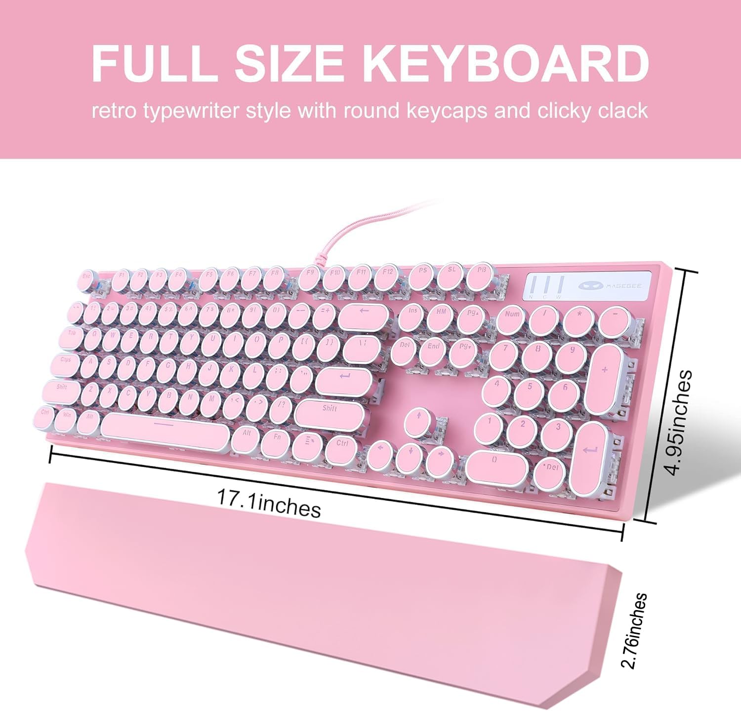 Thumbnail 6 de Camiysn CPKJXFBPINK527 Typewriter-Style Keyboard, 104 Blue-Switch Keys, White Backlight