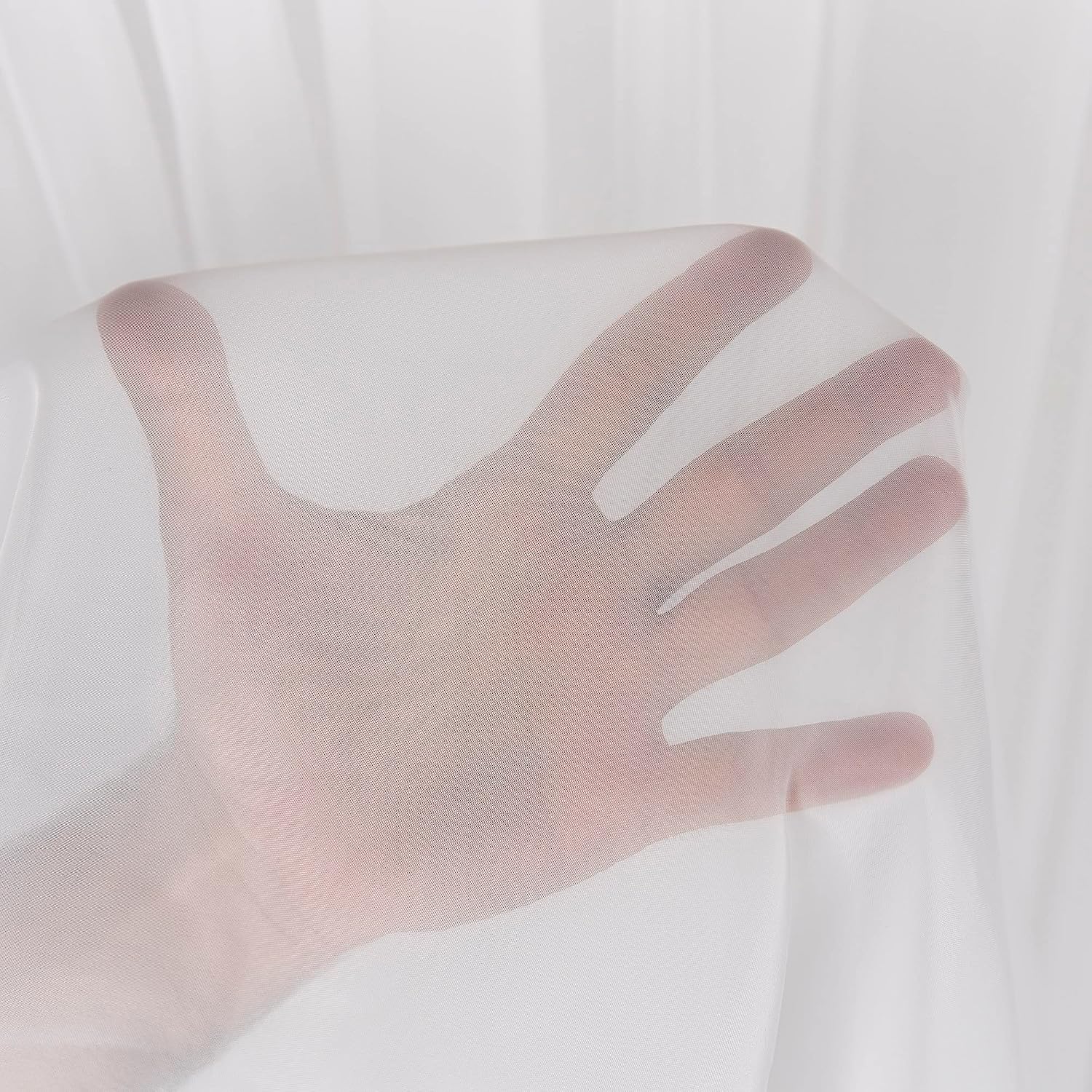Detalle de Weiße Voile halbtransparente Vorhänge mit Kräuselband und Bleibandabschluss (230 x 200 cm)
