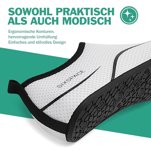 Thumbnail 2 de Sixspace Badeschuhe Damen & Herren Weiss 38 EU – Wasserschuhe mit rutschfester Sohle