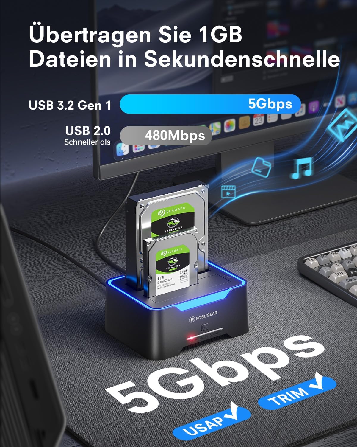 Thumbnail 1 de POSUGEAR Festplatten Docking Station 40TB 🖴