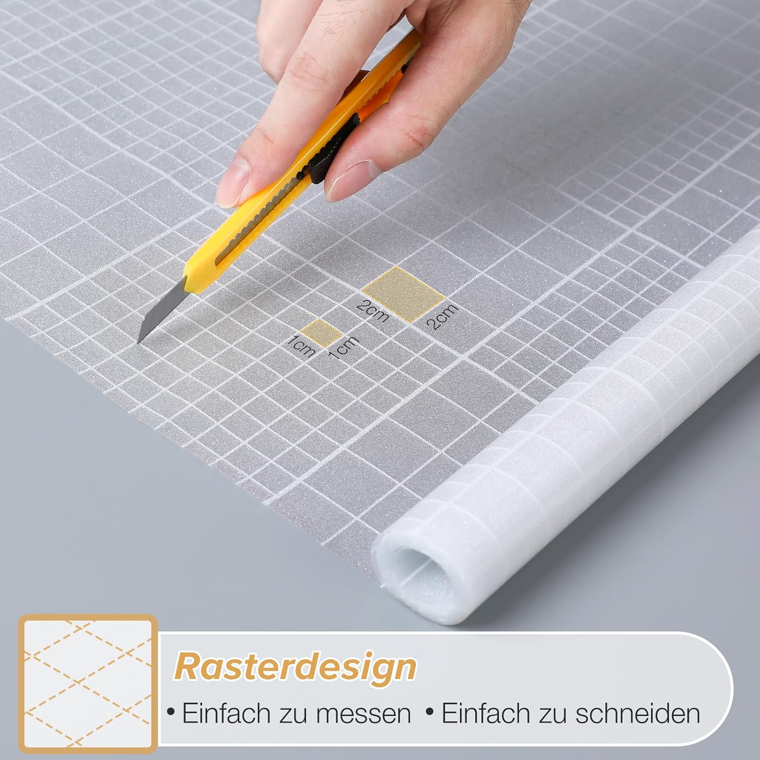 Thumbnail 4 de rabbitgoo Milchglasfolie blickdicht mit Gitterdesign (60×200 cm) – selbsthaftende Sichtschutzfolie für Bad, Büro & Wohnzimmer