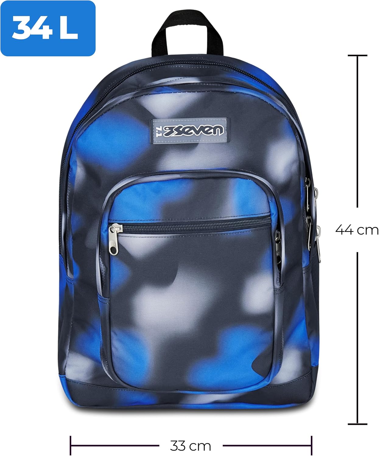 Thumbnail 1 de Seven Freethink Zaino Scuola Media Ragazzo, Blu/Nero 34L – Doppio Scomparto con Porta PC e Borraccia