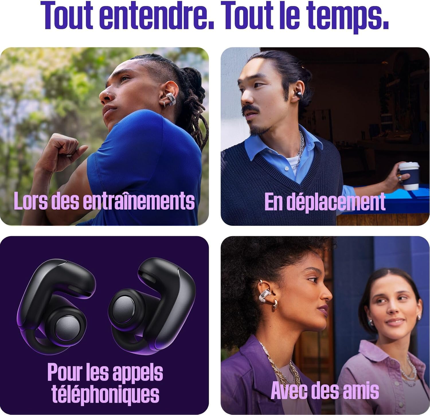 Thumbnail 4 de Bose Ultra Open Earbuds (oreilles libres) – écouteurs Bluetooth ouverts avec OpenAudio, autonomie jusqu’à 48 h, gris clair de lune (édition limitée)