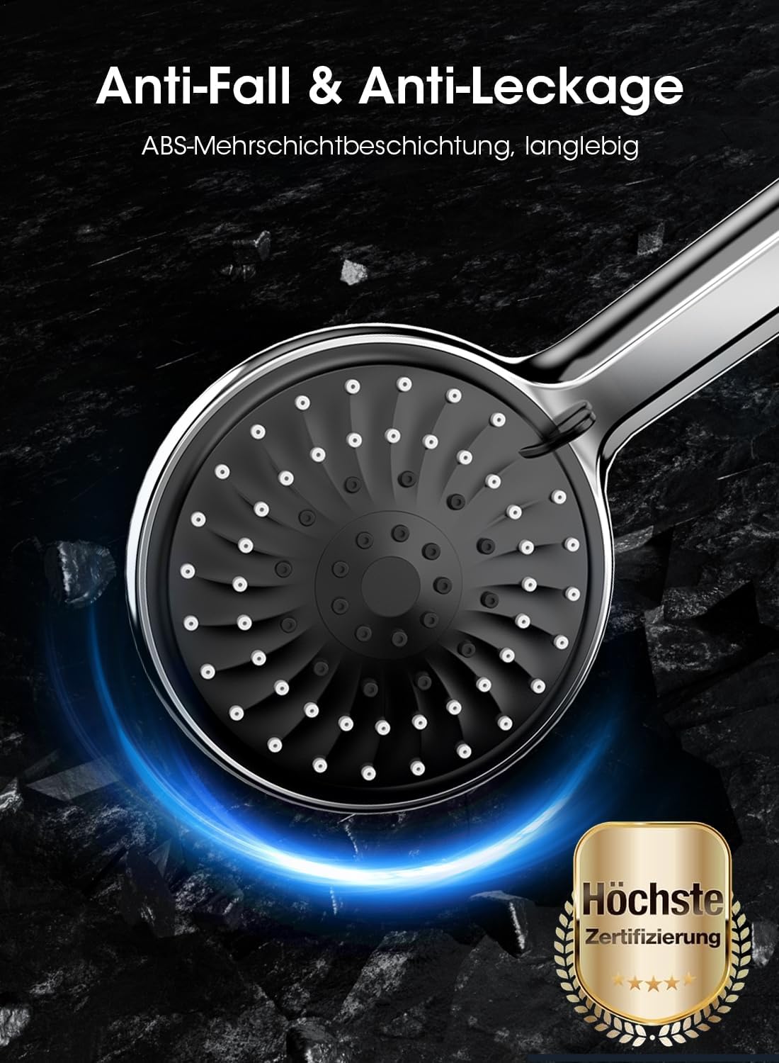 Thumbnail 1 de FASDUNT Chrom Duschkopf mit 2 m Premium Flexibler Schlauch – 9,5 l/min Wassersparer, Turbo-Technologie und verchromter ABS-Head