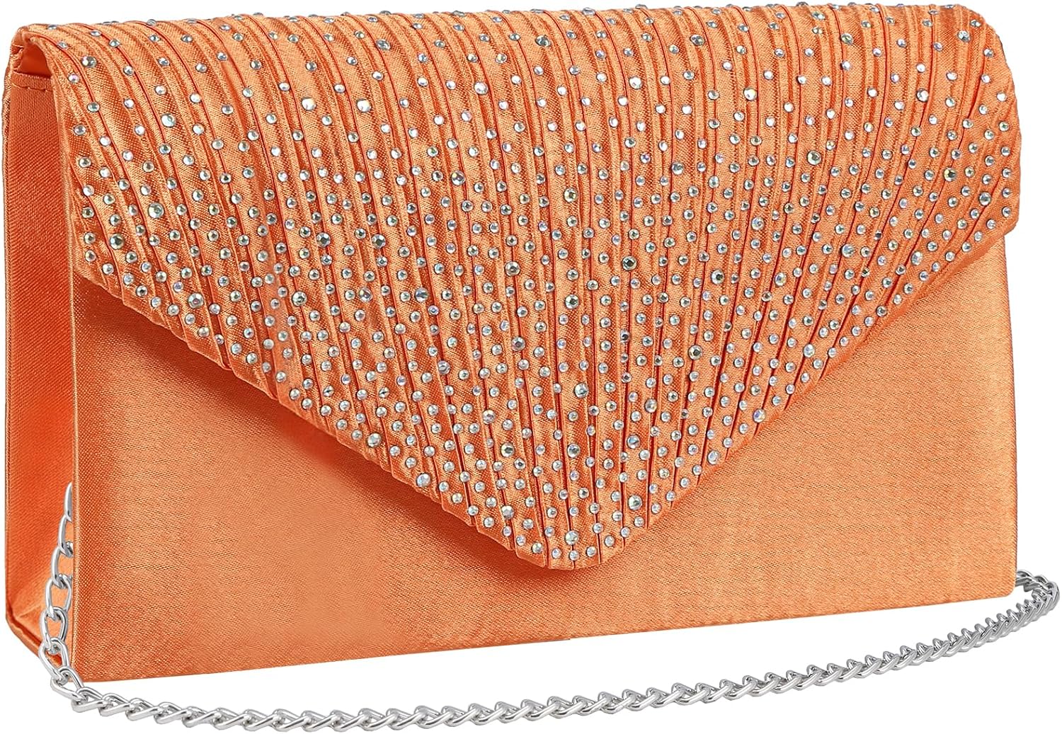 Detalle de wocharm Satin Diamante Clutch Bag – Envelope Handbag for Evening, Bridal, and Prom
