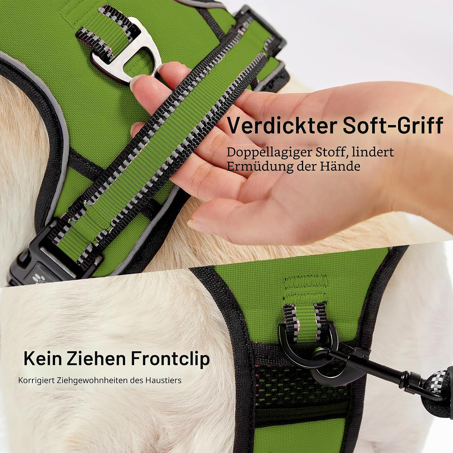 Detalle de NESTROAD Hundegeschirr Größe S – Antizug, gepolstert, reflektierend, für kleine Hunde (Halsumfang 28–38 cm, Brustumfang 38–53 cm)