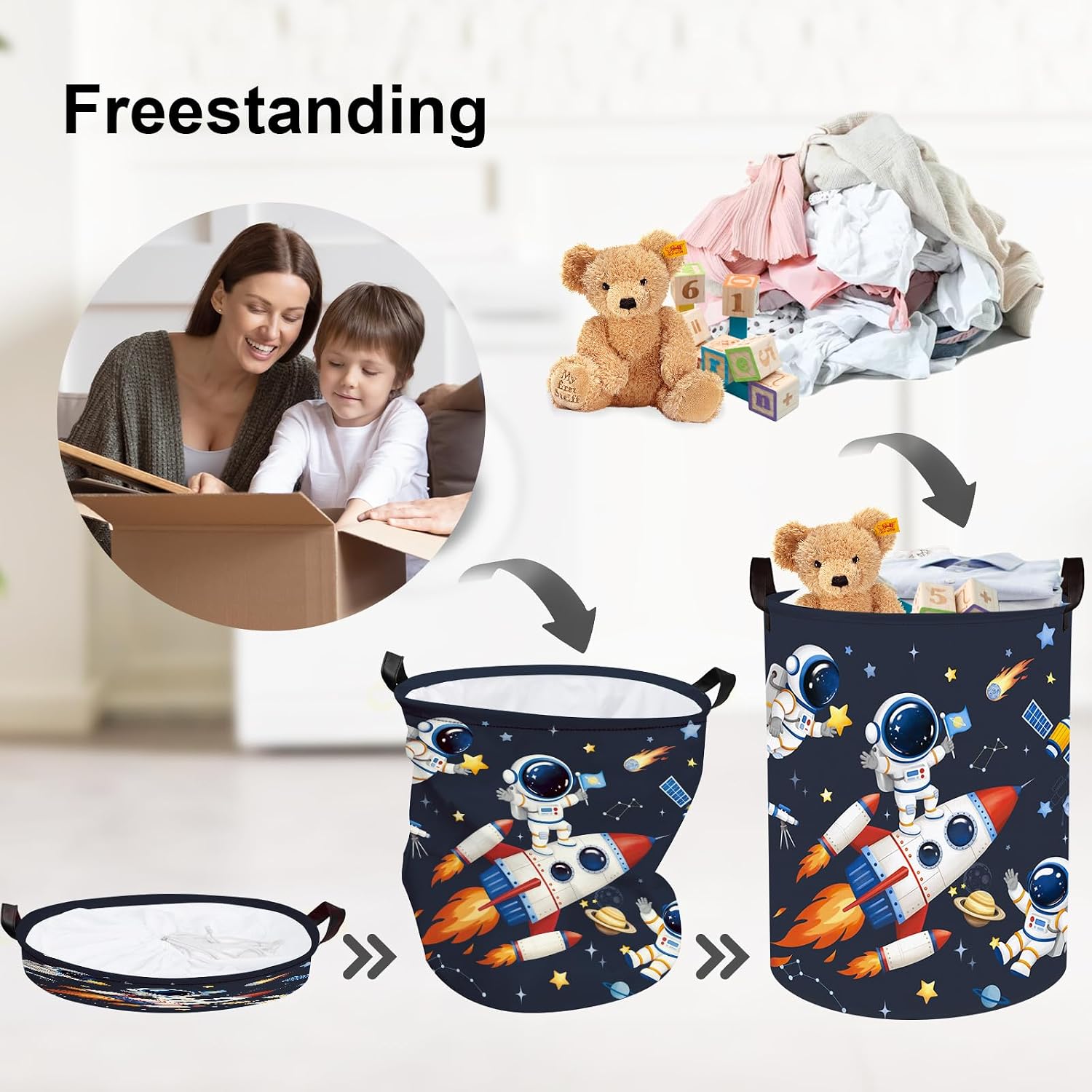 Thumbnail 2 de Clastyle Space Laundry Hamper Cosmic Book Storage Basket