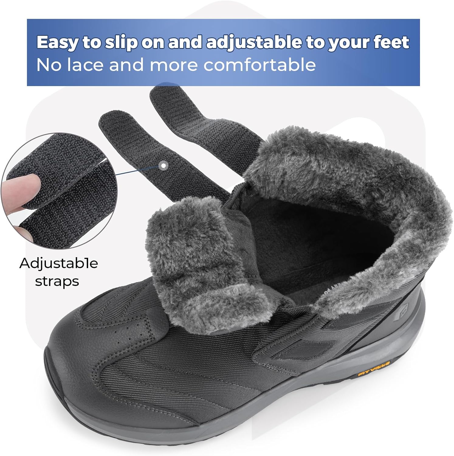 Thumbnail 5 de FitVille Winterschuhe Herren Extra Weit – Stiefel mit Klettverschluss, rutschfeste Winterstiefel für Outdoor