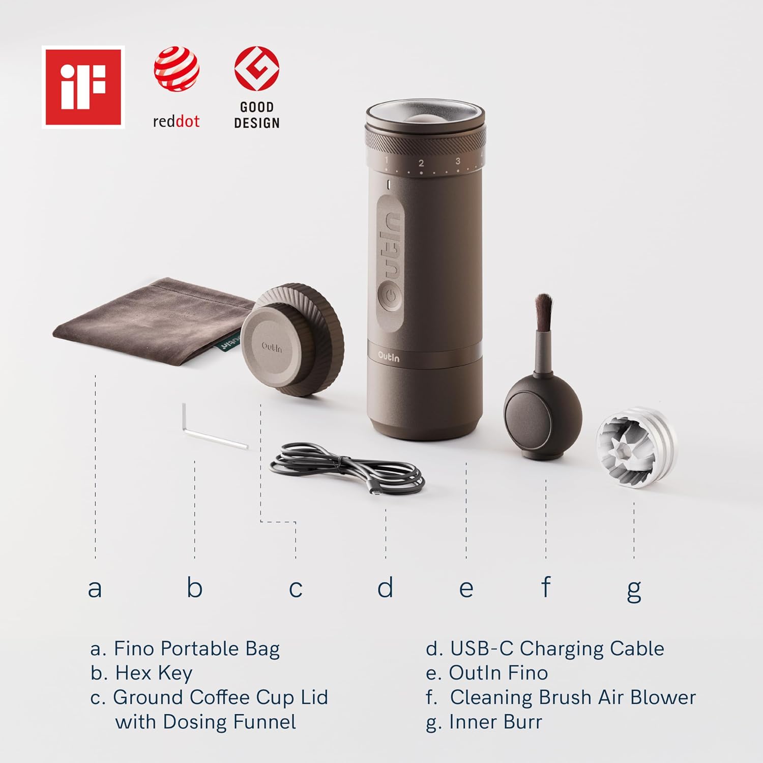 Detalle 2 de OutIn Fino Coffee Grinder with 28 Settings ⚙