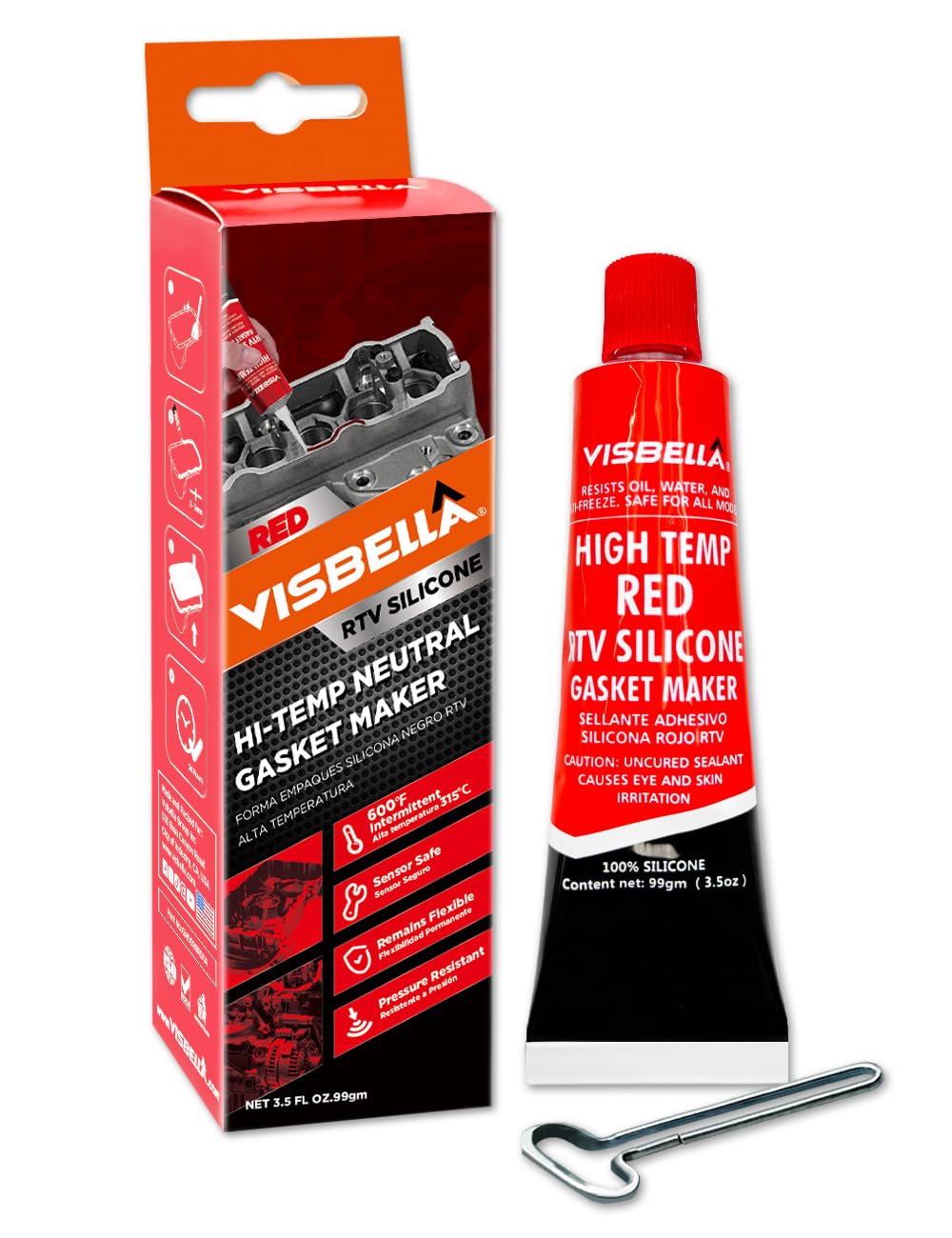 Visbella Hochtemperatur RTV Dichtung 99 g Rot