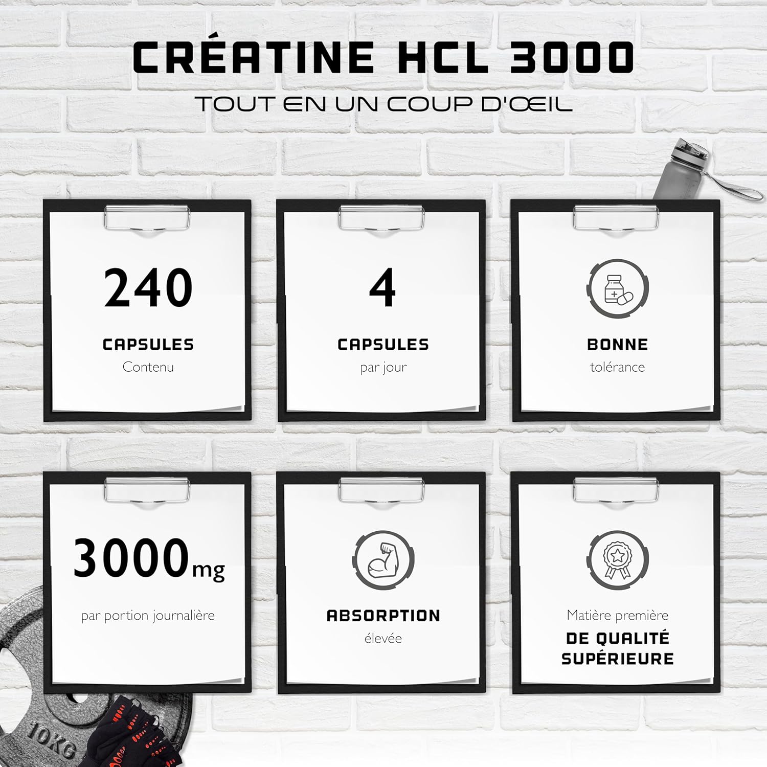 Detalle 2 de Creatine HCL 3,0 g/dose—240 gélules vegan