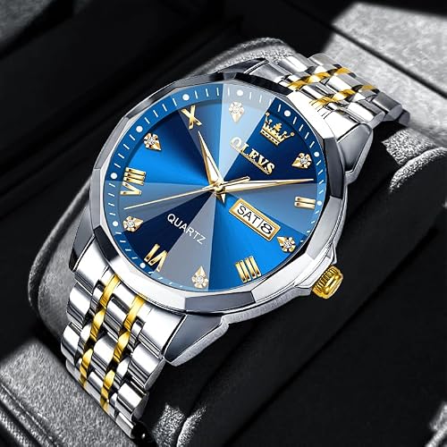 Detalle de OLEVS Montre Homme Quartz Index Diamants Acier Inoxydable Étanche Lumineuse Date – Luxe pratique