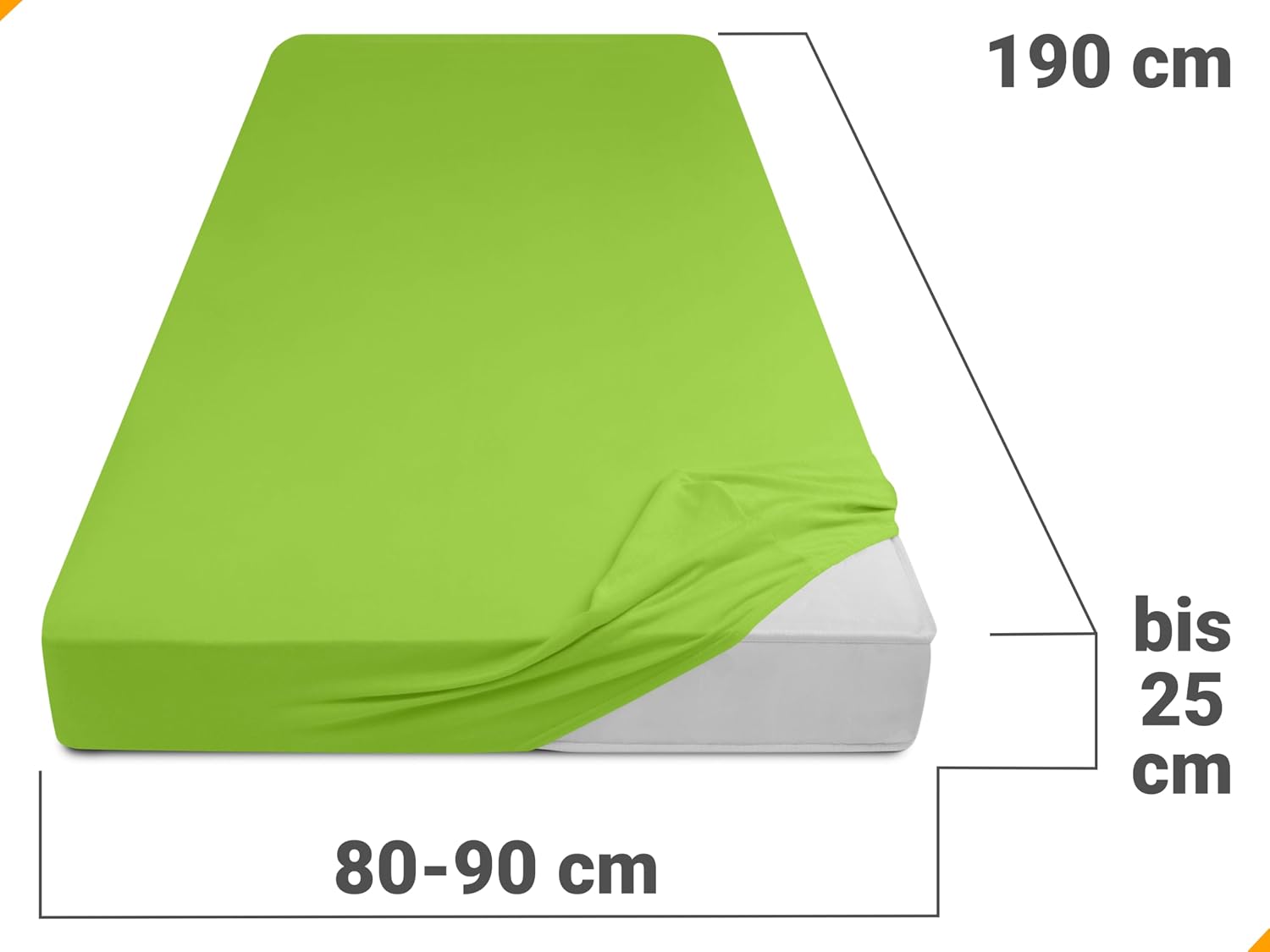 Detalle de Npluseins Drap Housse 90x190 – Coton 100% doux, 80-90x190 cm – Vert clair