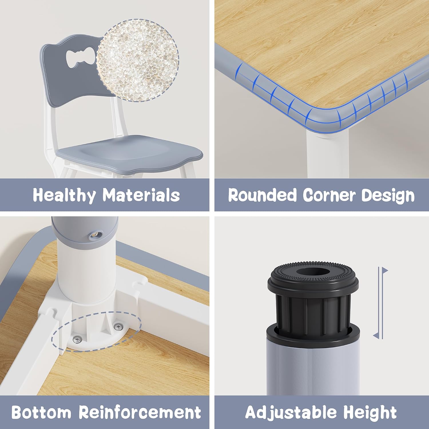 Detalle 1 de Brelley Adjustable Kids' Table and Chair Set, 31.5-Inch