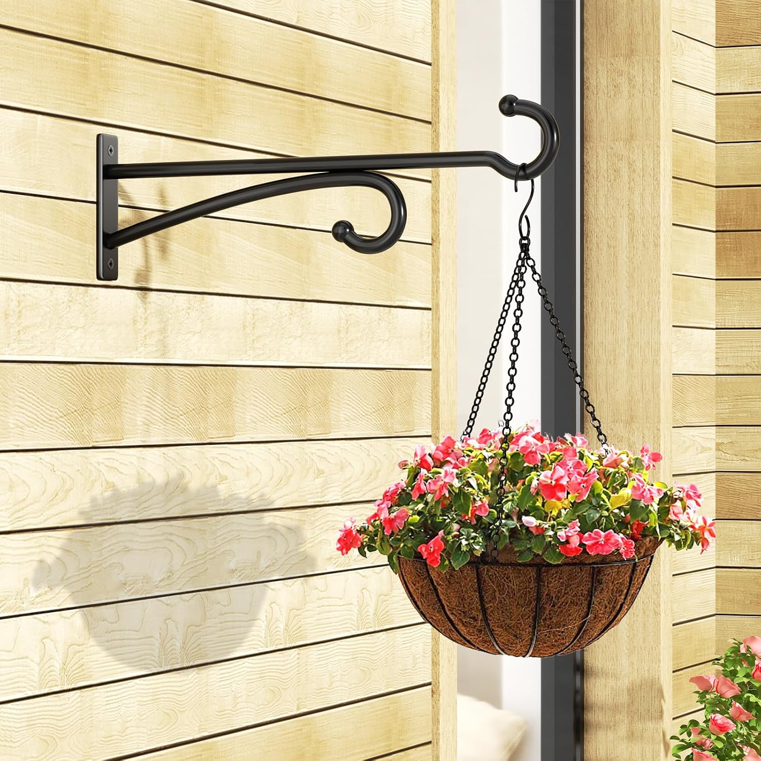 Thumbnail 6 de 30cm Plant Hanger Hook (2 Pack) – Outdoor & Indoor Metal Brackets, Black