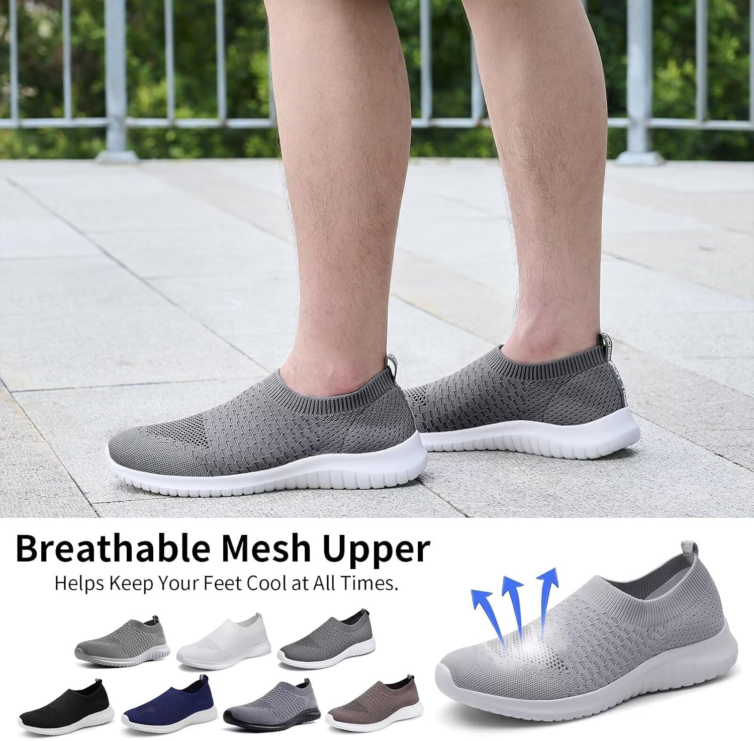 Thumbnail 1 de TIOSEBON Men’s Slip-On Trainers: Lightweight Road Running Shoes
