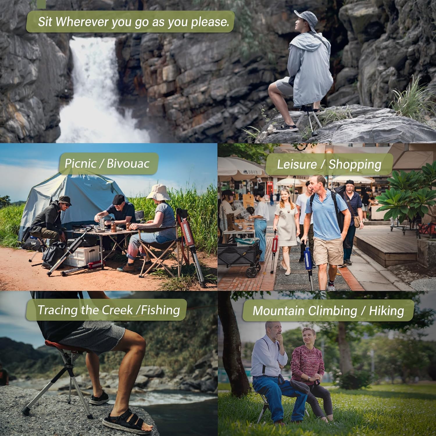 Thumbnail 5 de Ta-Da Chair Series 2 Portable Walking Stick with Seat (Foldable Camping Chair) by STEP2GOLD