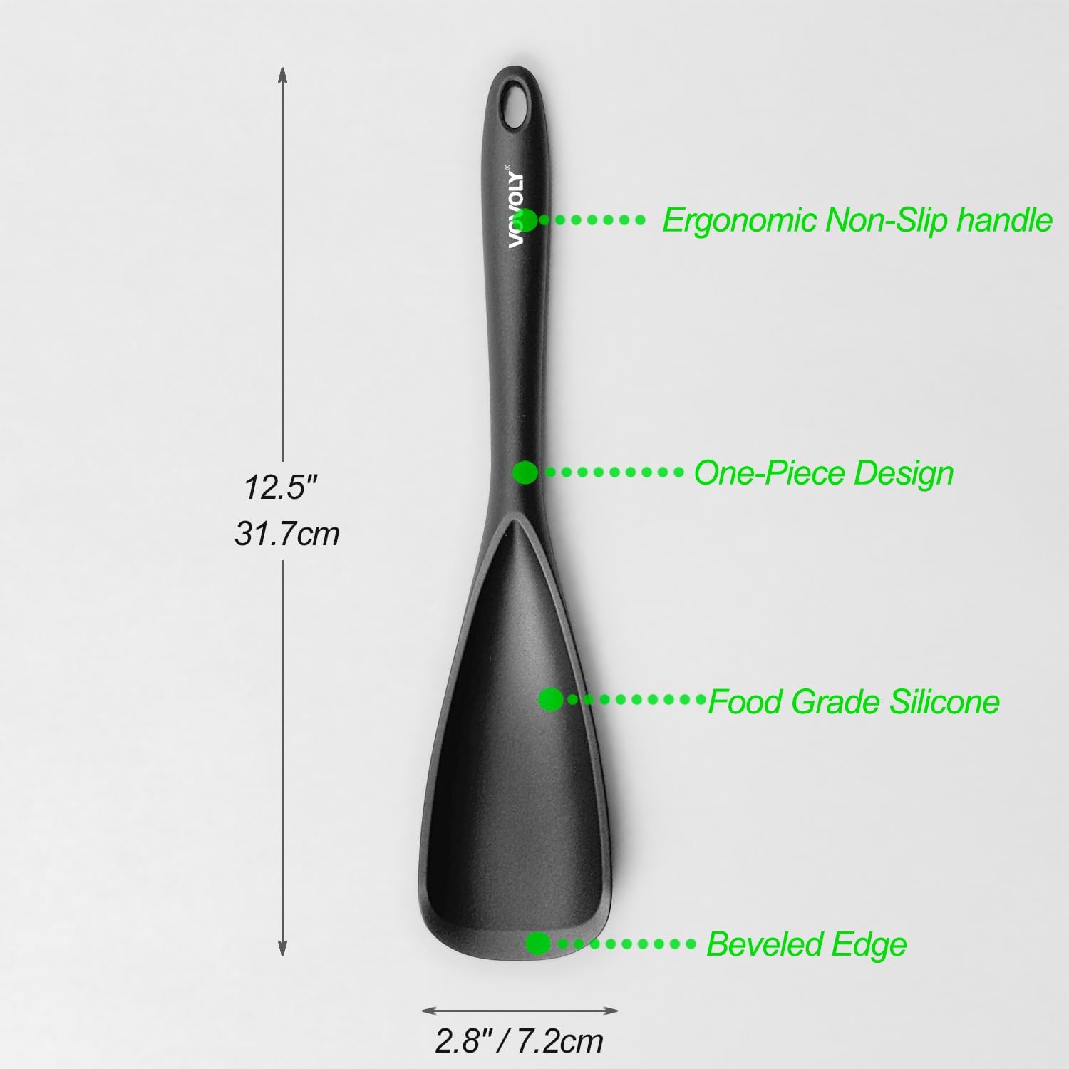 Detalle 1 de VOVOLY Silicone Cooking Spoon for Nonstick Cookware (2-Pack), Seamless Design, Heat-Resistant