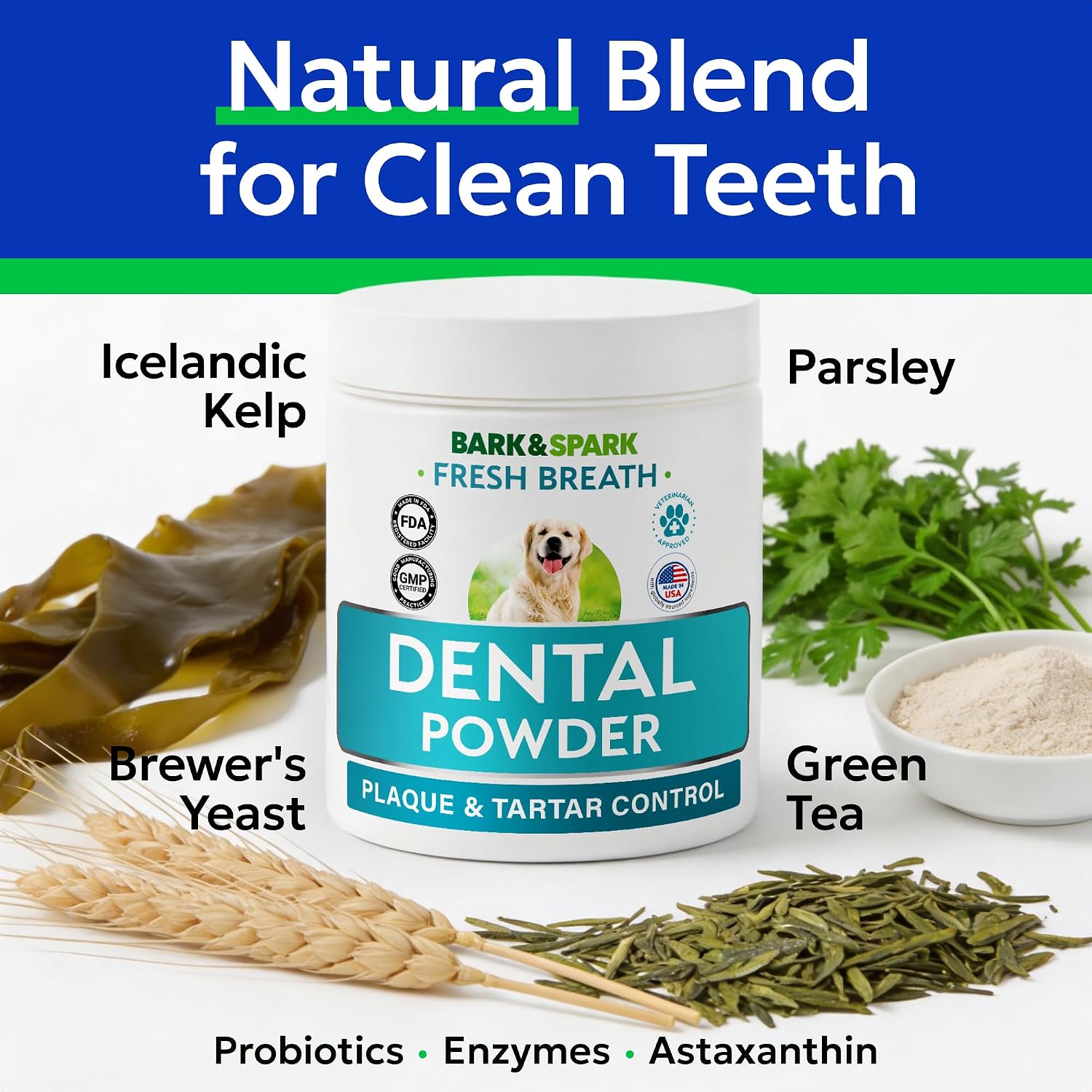 Detalle 2 de BARK&SPARK BS097--PWR02 Dog Dental Powder with Probiotics, Kelp & Green Tea