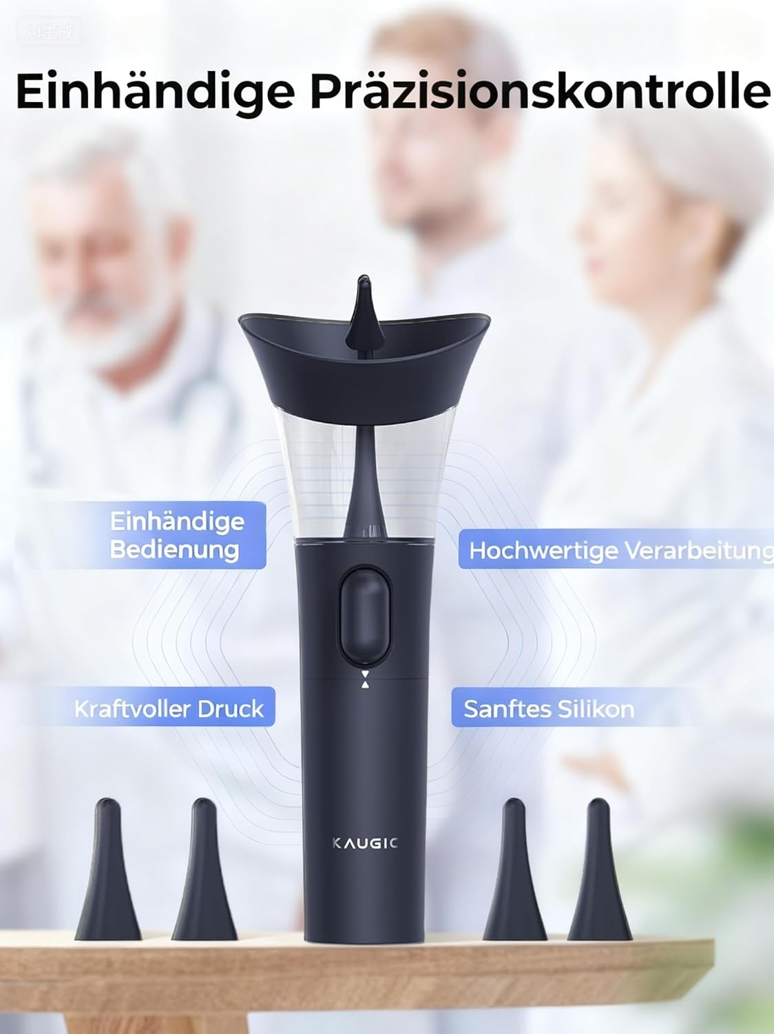 Detalle 1 de KAUGIC Manuelles Ohrspülgerät – sanfte, einstellbare Reinigung mit 2-in-1-Tanksystem