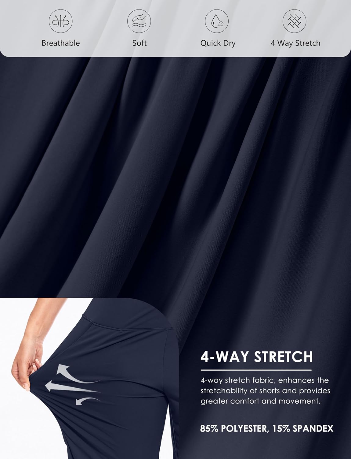 Detalle de Blouty Women's 9" Bermuda Long Shorts with Pockets, High-Waisted Lounge & Athletic Shorts