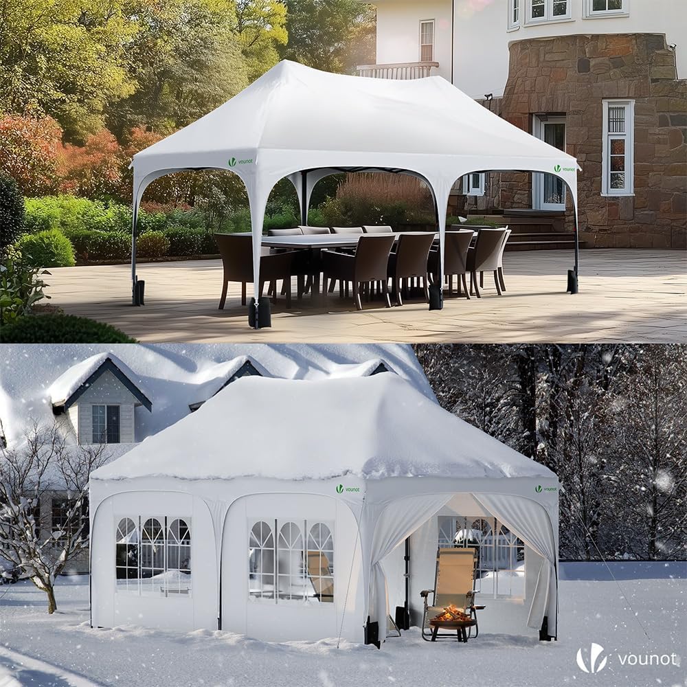 Thumbnail 2 de VOUNOT 3mx6m Pop Up Gazebo with 6 Removable Sidewalls & 6 Weight Bags – White