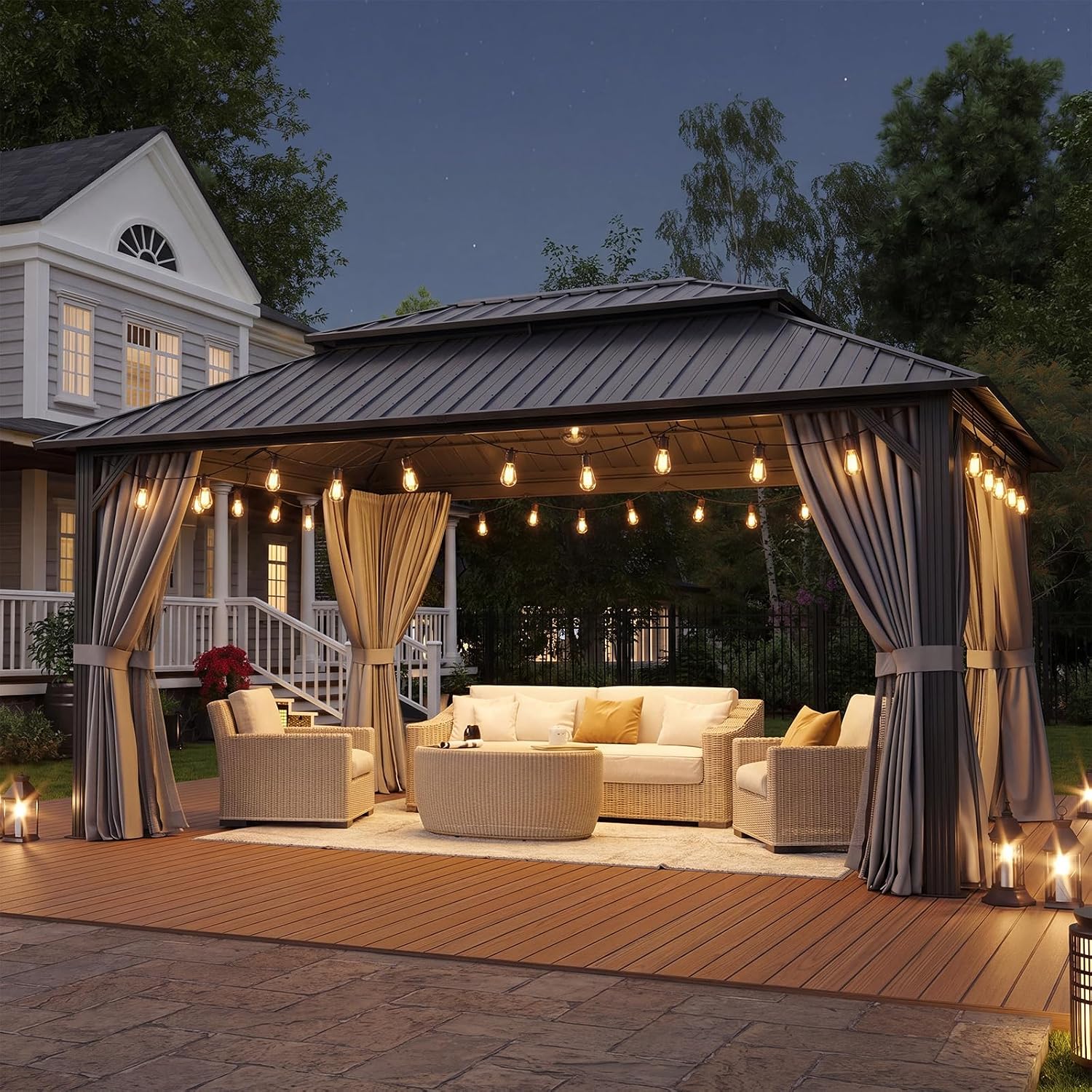 Detalle de Aoxun Hardtop Gazebo 16 x 12 ft
