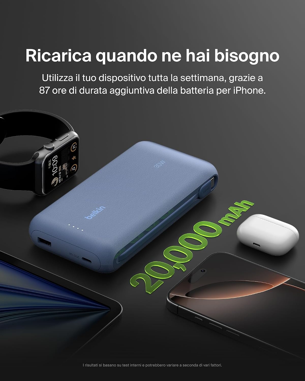 Thumbnail 4 de Belkin Power Bank 20K PD 30W con cavo integrato