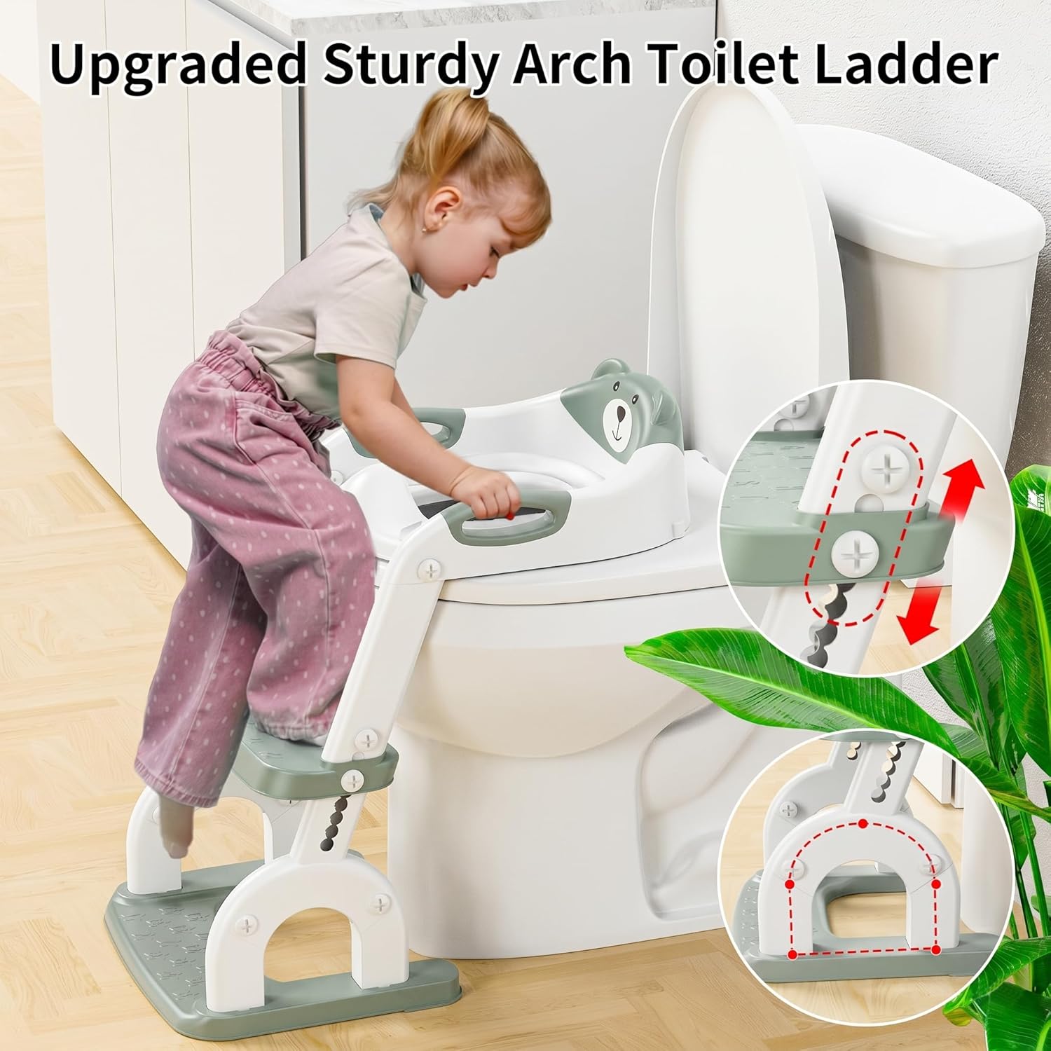 Thumbnail 6 de Kinder-Toilettensitz mit Treppe (2-in-1) – verstellbar & als Tritthocker nutzbar, Pistazie „Drei Treppe“