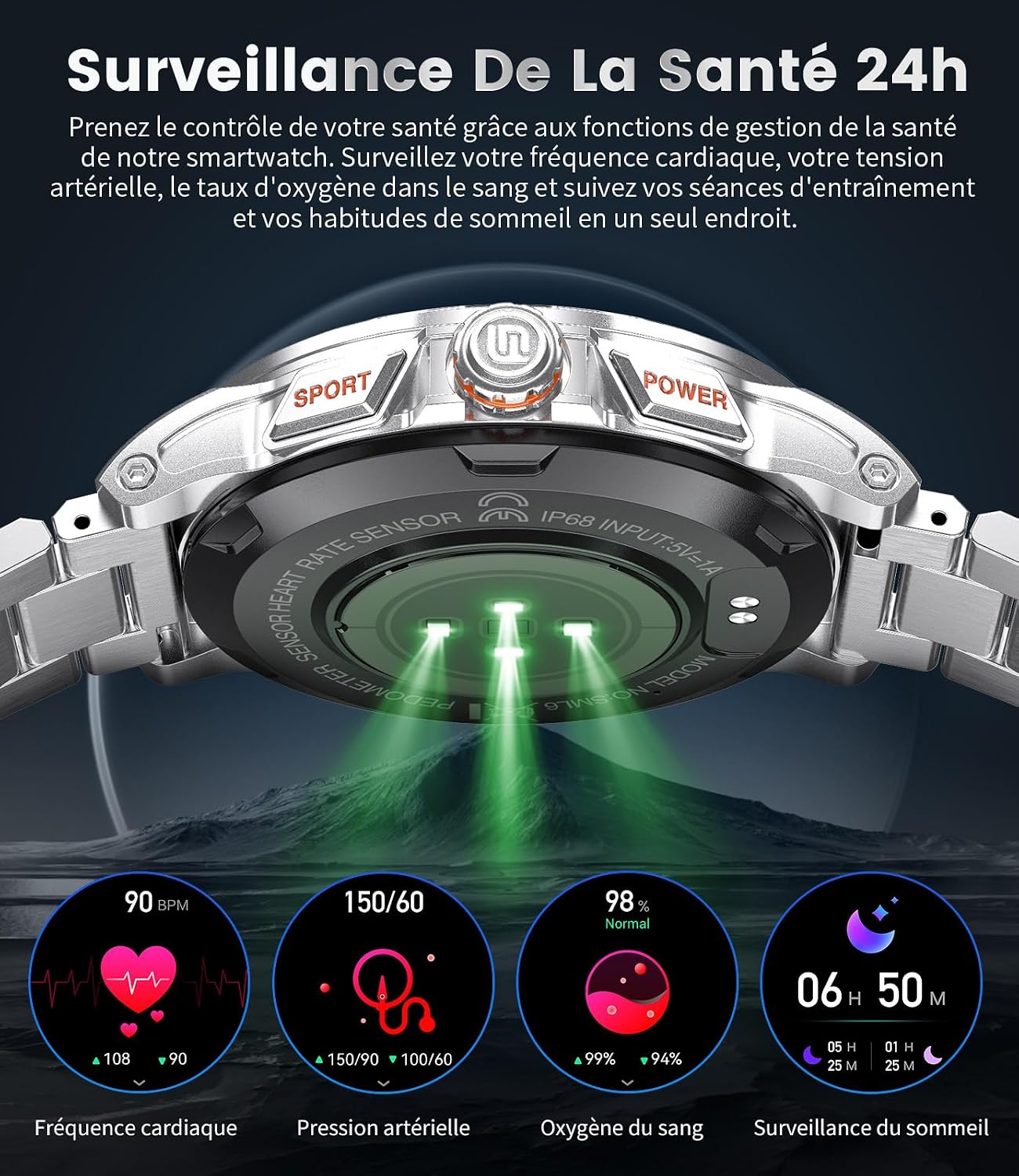 Thumbnail 4 de LIGEMI SML6 Montre Connectée Homme Militaire