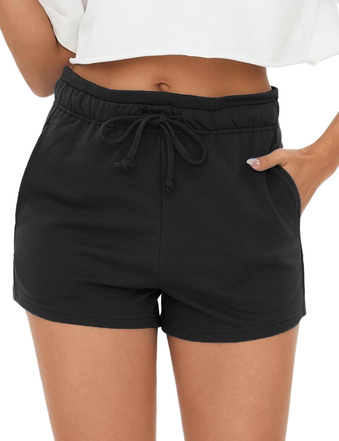 Detalle de Leversic Femme Bermudas Pantalon Court Été – Shorts de sport avec cordon et poches