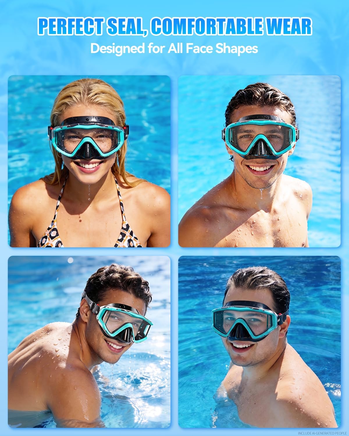 Detalle 2 de Aegend Swim Goggles for Adults and Kids — 220° Panoramic View, Anti-Fog, UV Protection